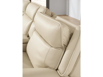 Double Deal 6-Piece Dual Power Leather Reclining Modular Sectional with Console - Almond