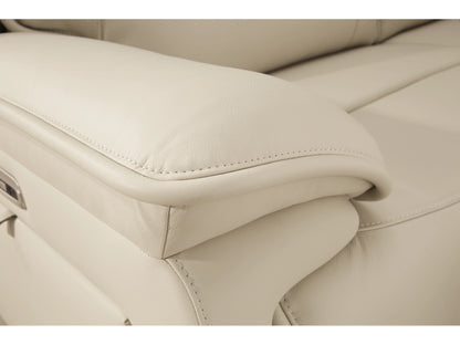 Double Deal 6-Piece Dual Power Leather Reclining Modular Sectional with Console - Almond