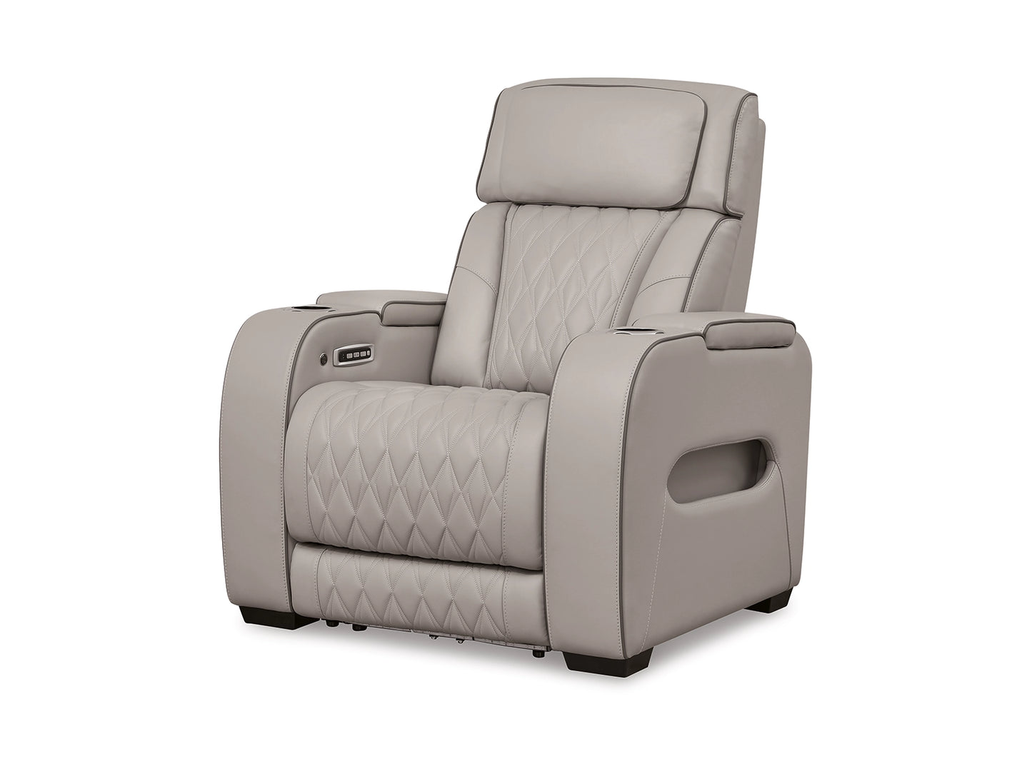 Broadmoor Dual Power Leather Recliner - Gray