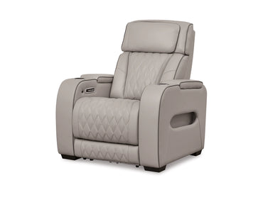 Broadmoor Dual Power Leather Recliner - Gray