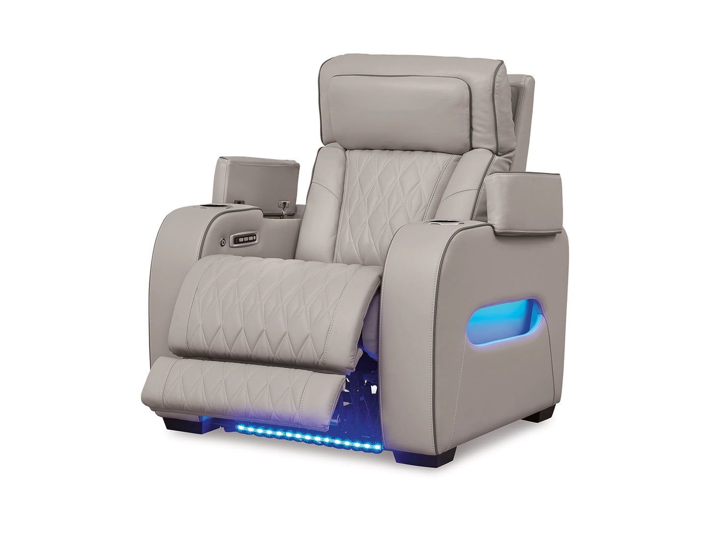 Broadmoor Dual Power Leather Recliner - Gray
