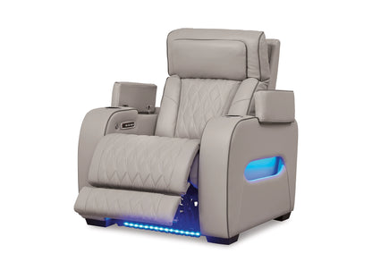 Broadmoor Dual Power Leather Recliner - Gray