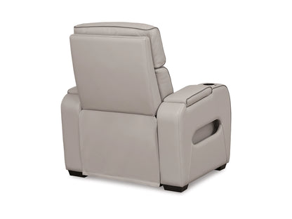 Broadmoor Dual Power Leather Recliner - Gray