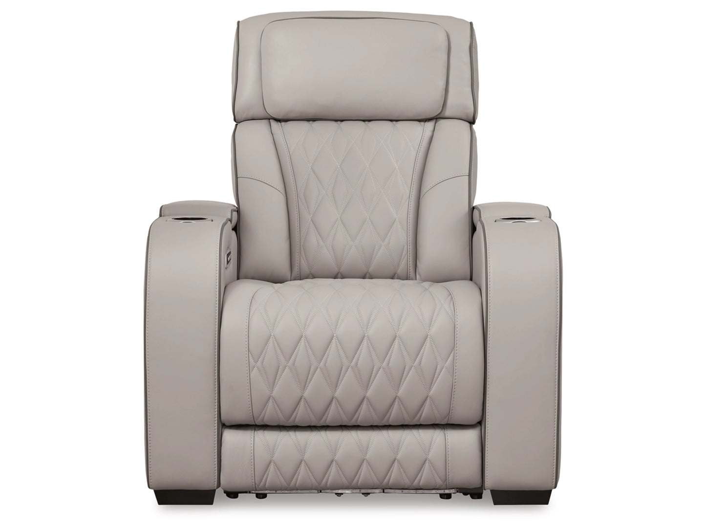 Broadmoor Dual Power Leather Recliner - Gray