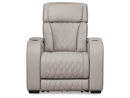 Broadmoor Dual Power Leather Recliner - Gray