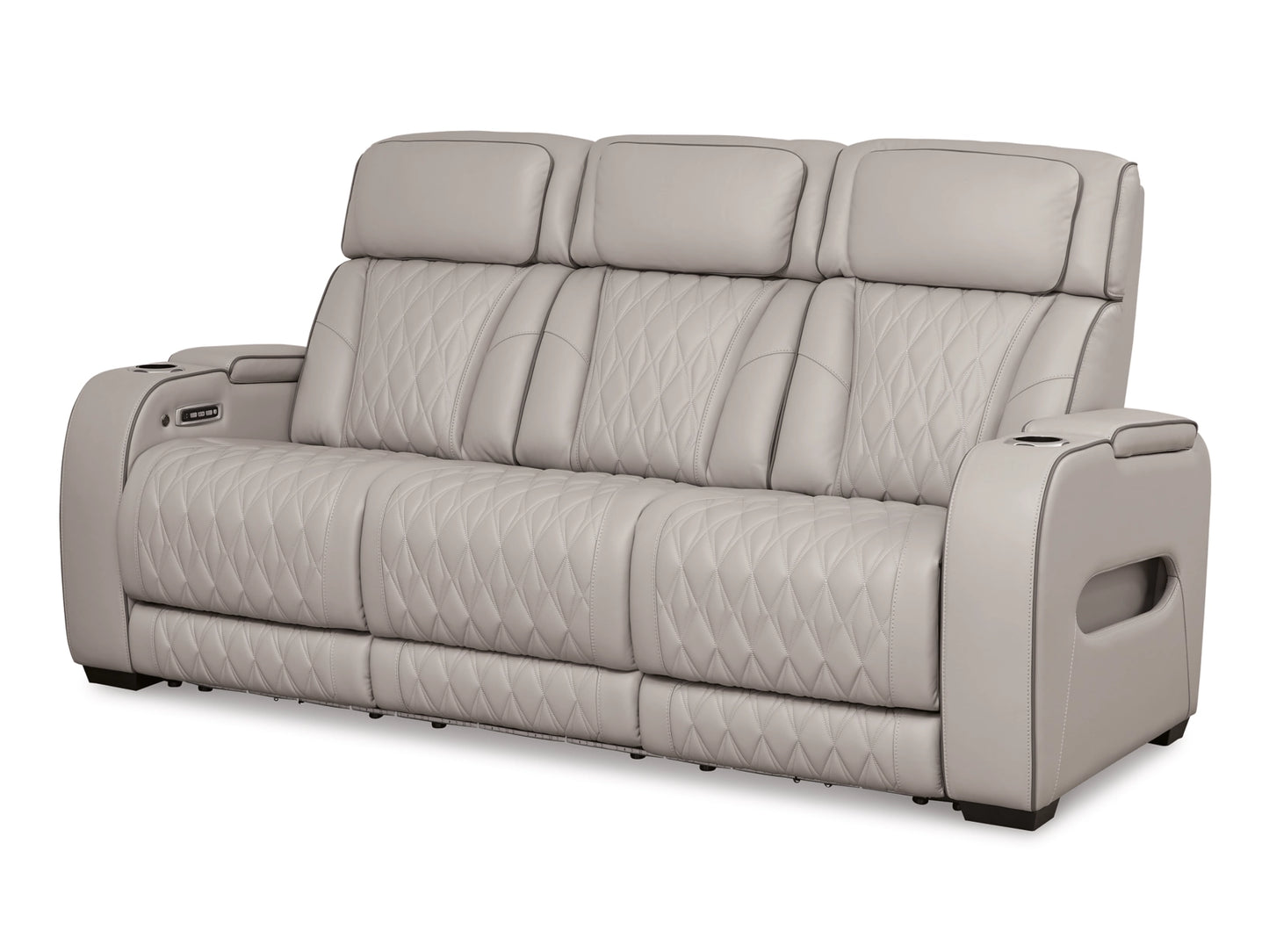 Broadmoor Dual Power Leather Reclining Sofa - Gray