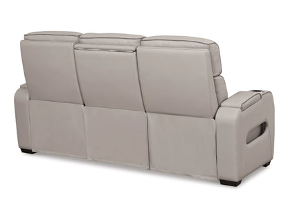 Broadmoor Dual Power Leather Reclining Sofa - Gray