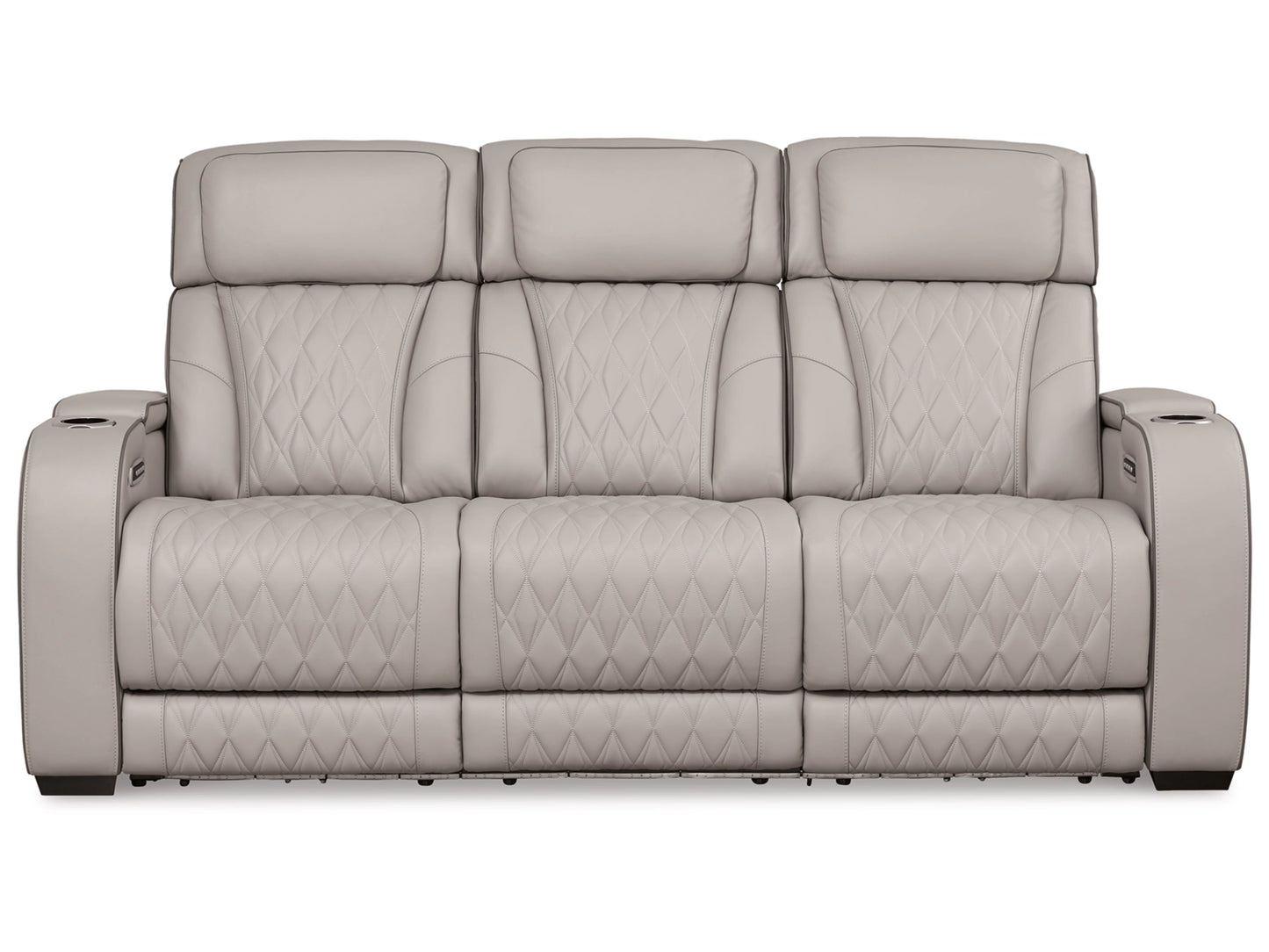 Broadmoor Dual Power Leather Reclining Sofa - Gray