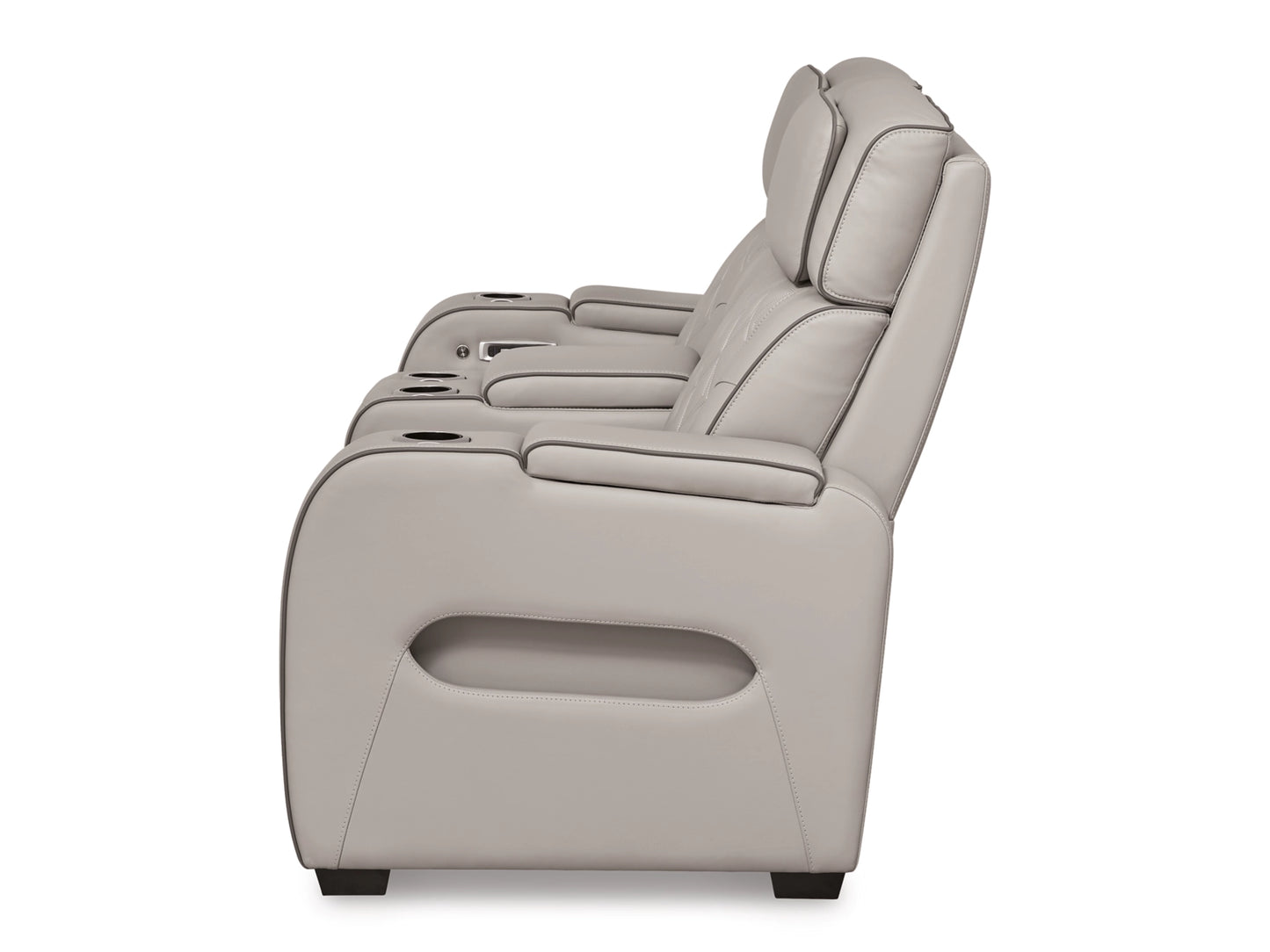 Broadmoor Dual Power Leather Reclining Loveseat with Console - Gray
