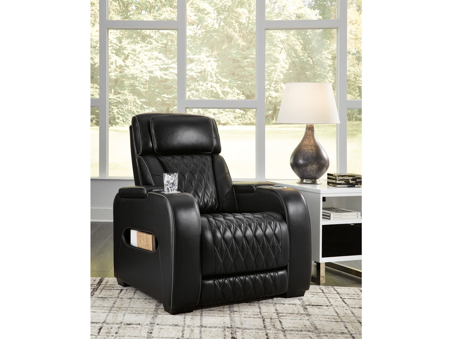 Broadmoor Dual Power Leather Recliner - Black