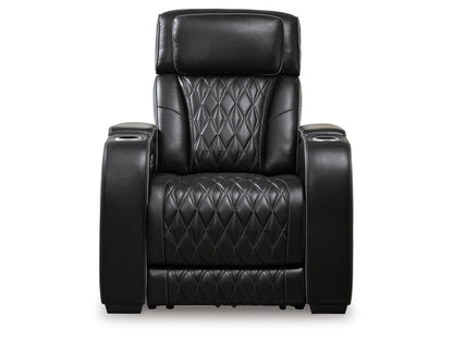 Broadmoor Dual Power Leather Recliner - Black
