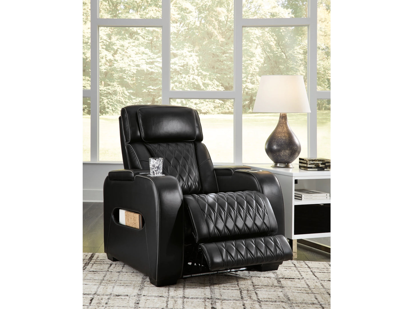 Broadmoor Dual Power Leather Recliner - Black