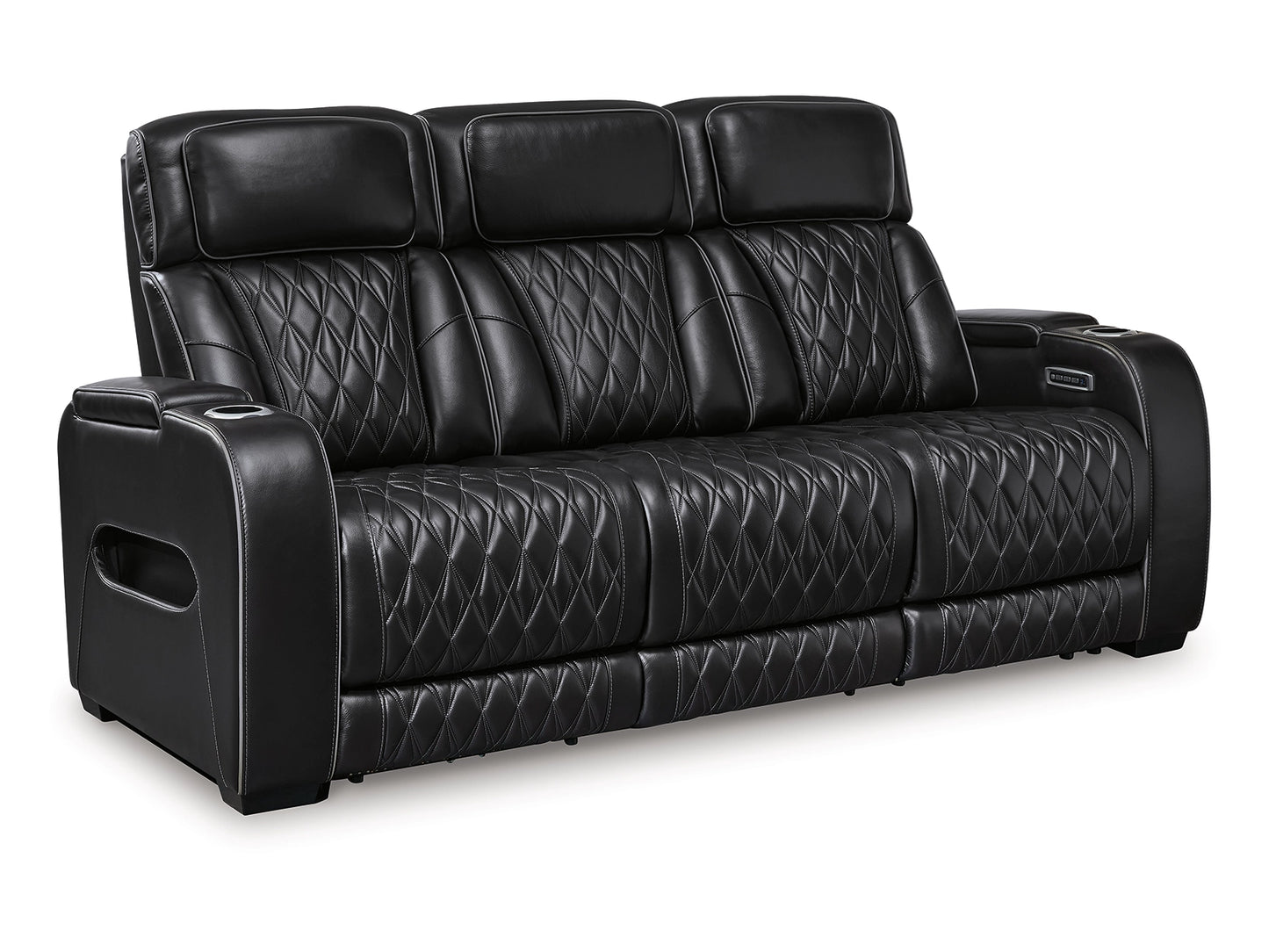 Broadmoor Dual Power Leather Reclining Sofa - Black