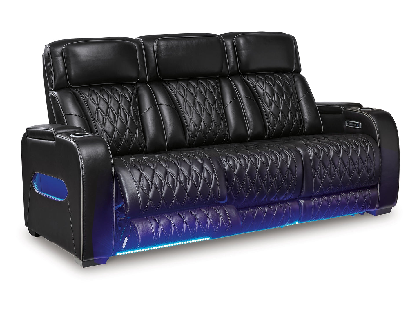 Broadmoor Dual Power Leather Reclining Sofa - Black