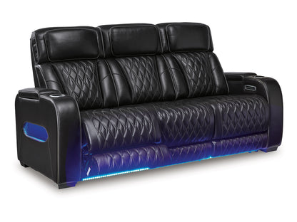 Broadmoor Dual Power Leather Reclining Sofa - Black