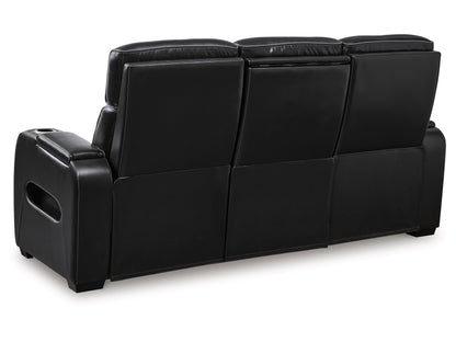 Broadmoor Dual Power Leather Reclining Sofa - Black