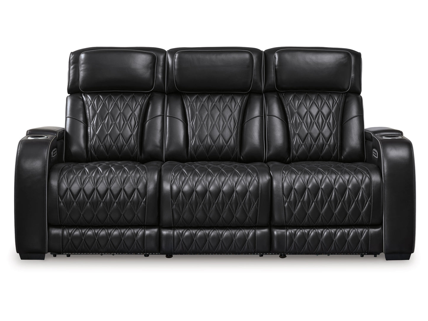 Broadmoor Dual Power Leather Reclining Sofa - Black