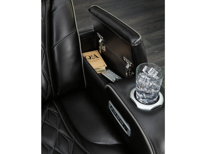Broadmoor Dual Power Leather Reclining Loveseat with Console - Black
