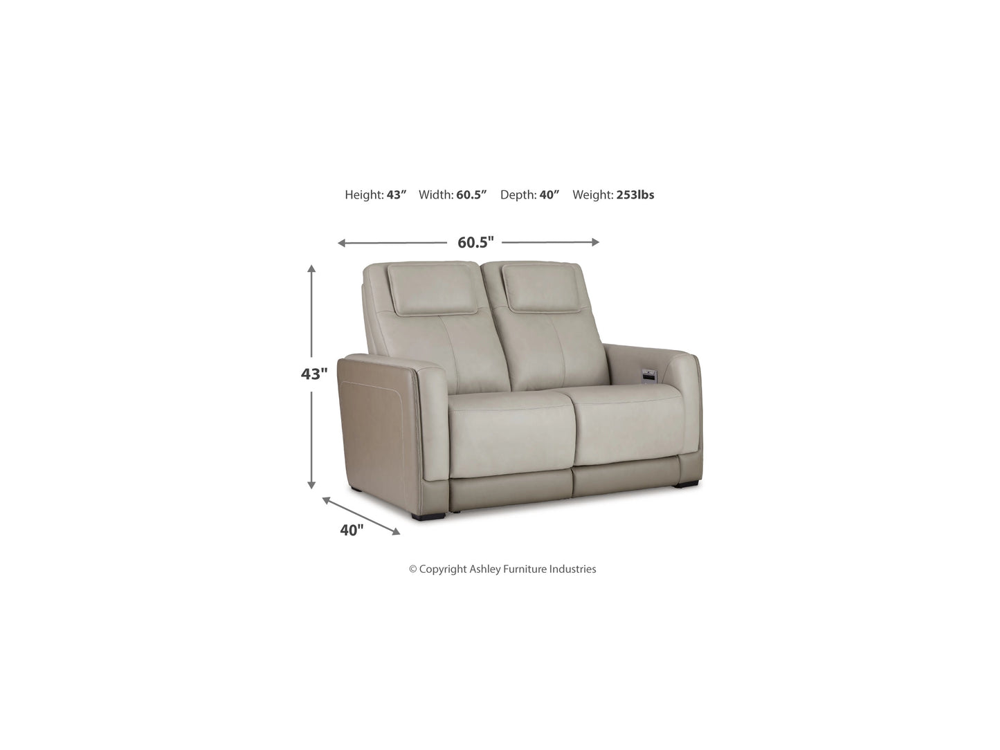 Battleville Dual Power Leather Reclining Loveseat