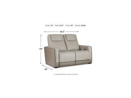 Battleville Dual Power Leather Reclining Loveseat
