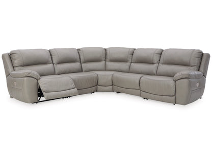 Dunleith 5-Piece Dual Power Leather Modular Reclining Sectional - Gray