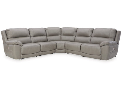 Dunleith 5-Piece Dual Power Leather Modular Reclining Sectional - Gray