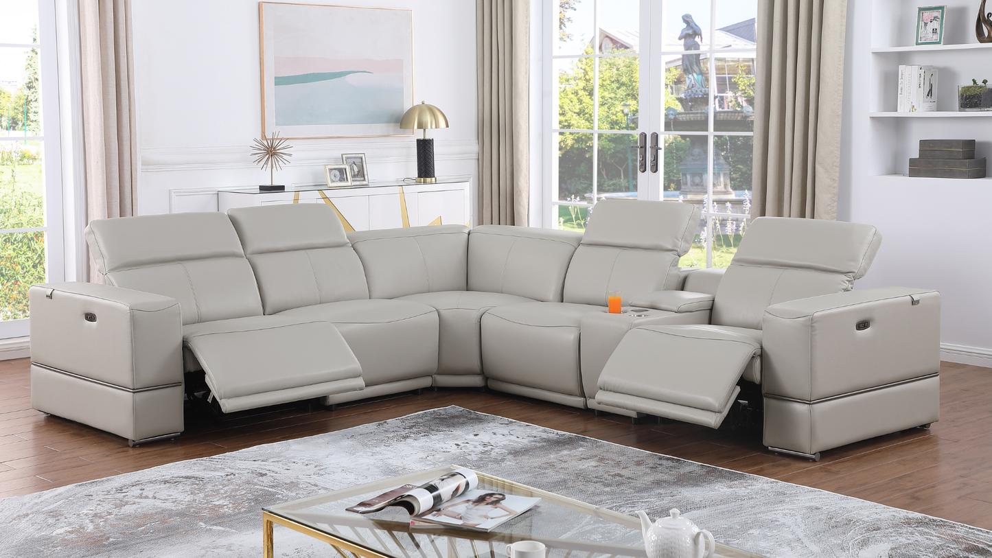 Franco Reclining Sectional 6-Piece (Light Grey)