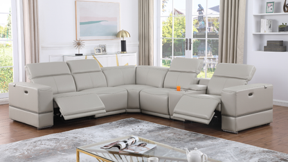 Franco Reclining Sectional 6-Piece (Light Grey)