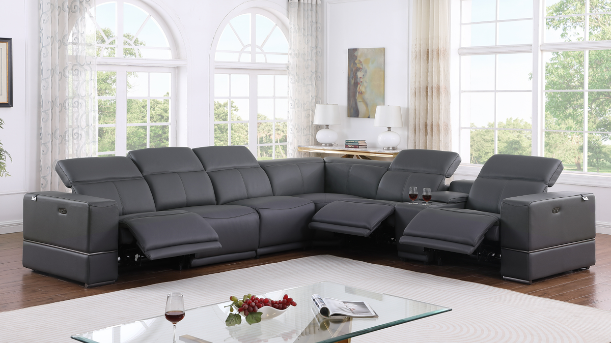 Franco Reclining Sectional 7-Piece (Dark Grey)