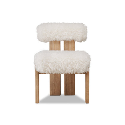 Nia Dining Accent Chair in Sheepskin and Lioness