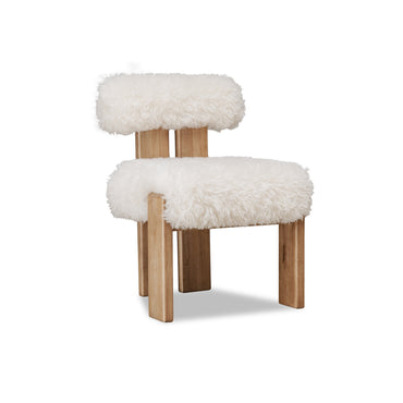 Nia Dining Accent Chair in Sheepskin and Lioness