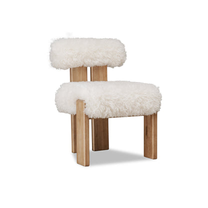 Nia Dining Accent Chair in Sheepskin and Lioness