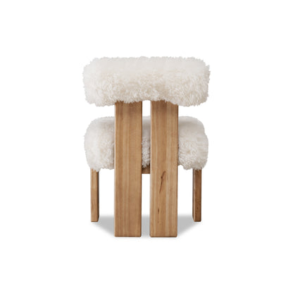 Nia Dining Accent Chair in Sheepskin and Lioness