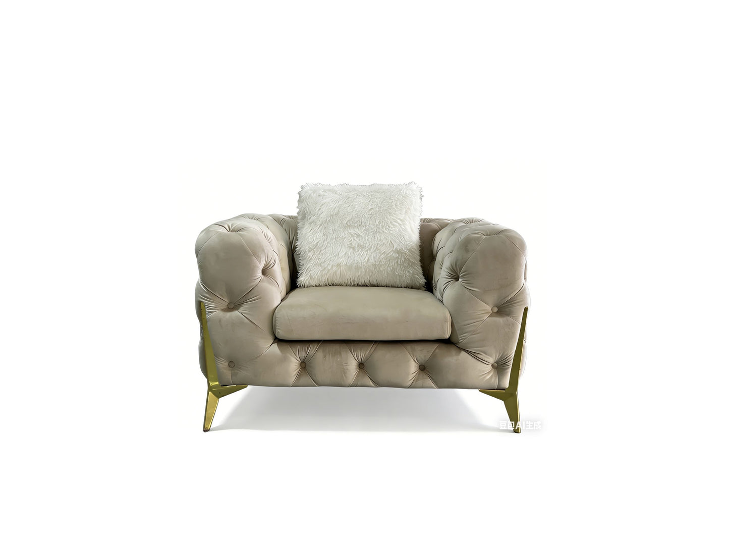 Vegas Luxury Modern Beige Velvet Chair