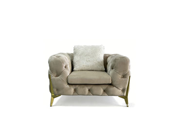 Vegas Luxury Modern Beige Velvet Chair