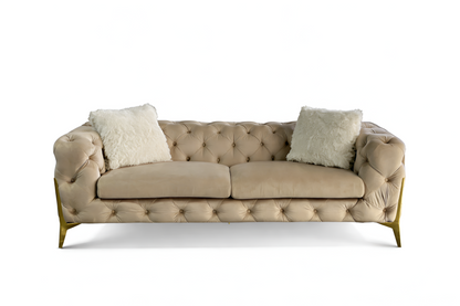 Vegas Luxury Modern Beige Velvet Sofa