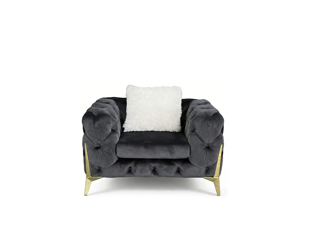 Vegas Luxury Modern Gray Velvet Chair