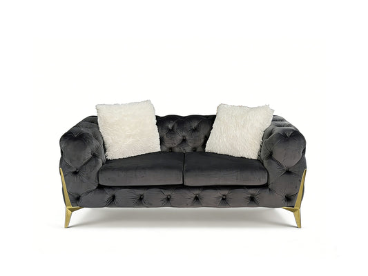 Vegas Luxury Modern Gray Velvet Loveseat