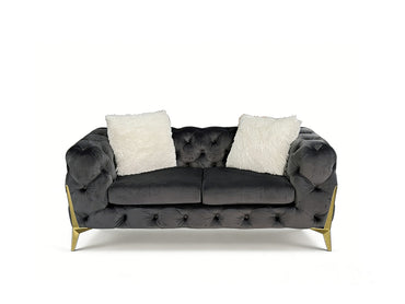 Vegas Luxury Modern Gray Velvet Loveseat