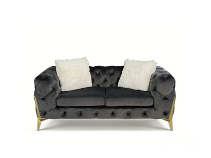Vegas Luxury Modern Gray Velvet Loveseat