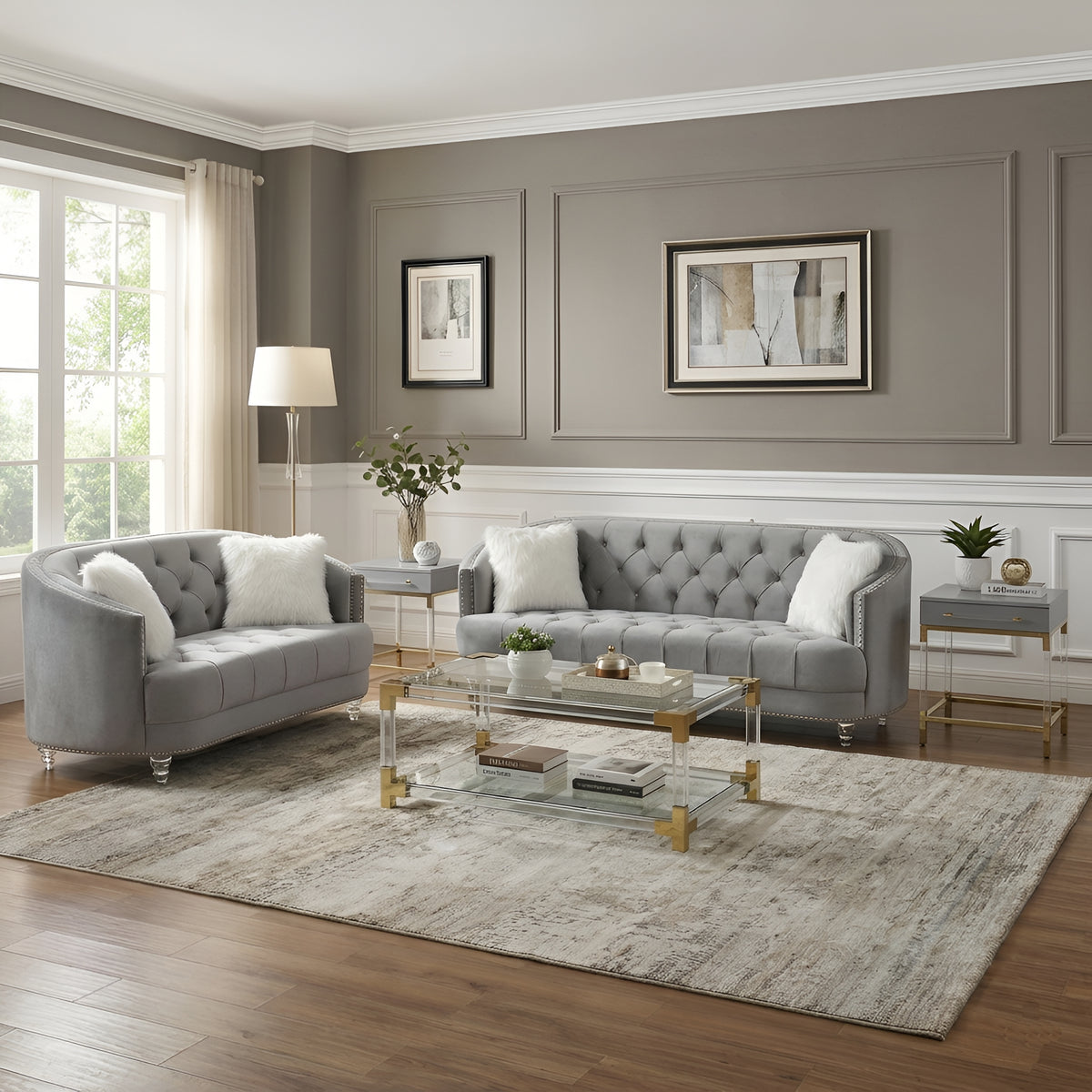 Yasmin Luxury Velvet 2pc Sofa Set