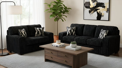 Sofa and Loveseat (Black) Living Room Set