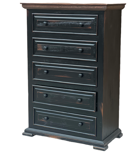 Rustic Style Chest - Black