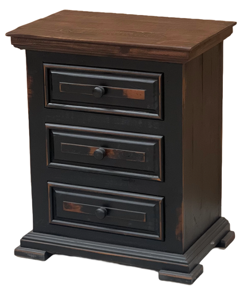 Rustic Style Nightstand - Black