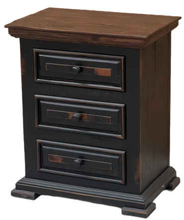 Rustic Style Nightstand - Black