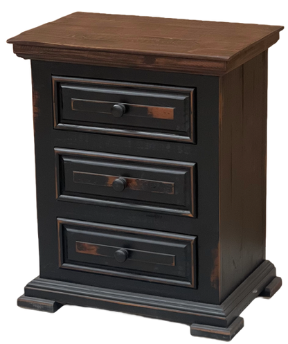 Rustic Style Nightstand - Black