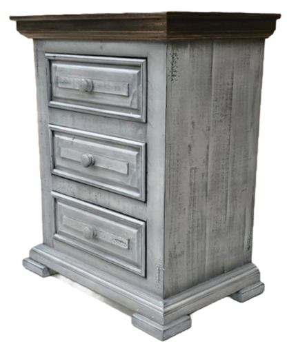 Rustic Style Nightstand - Hacienda Grey / White Wash