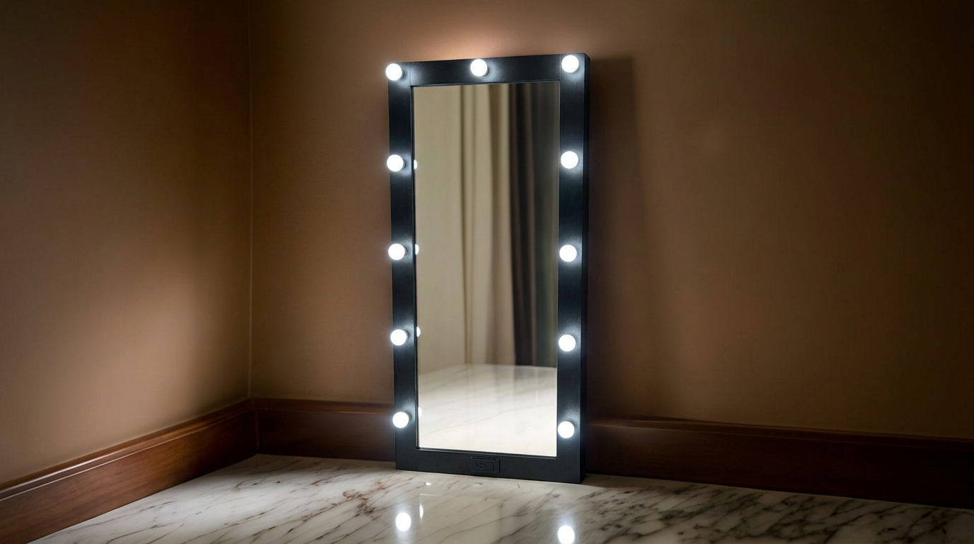 Angel Mirror (Black) Floor Mirror