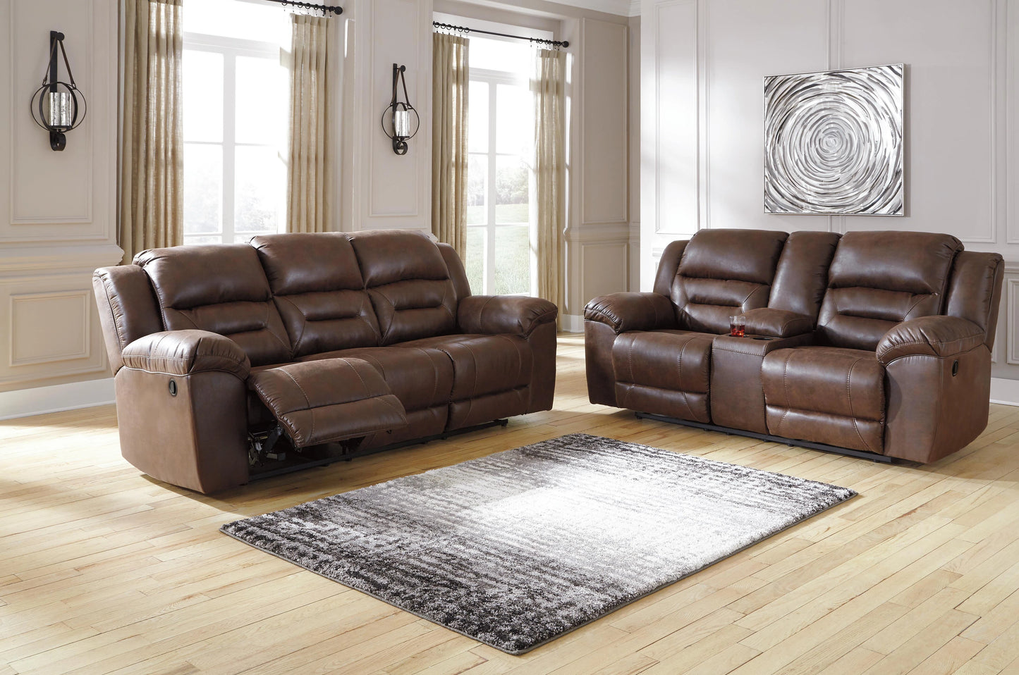 Stoneland Manual Reclining Sofa and Loveseat Set