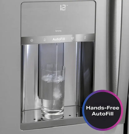 GE Profile - 27.9 Cu. Ft. 4-Door French Door Smart Refrigerator with Hands-Free AutoFill - Stainless Steel